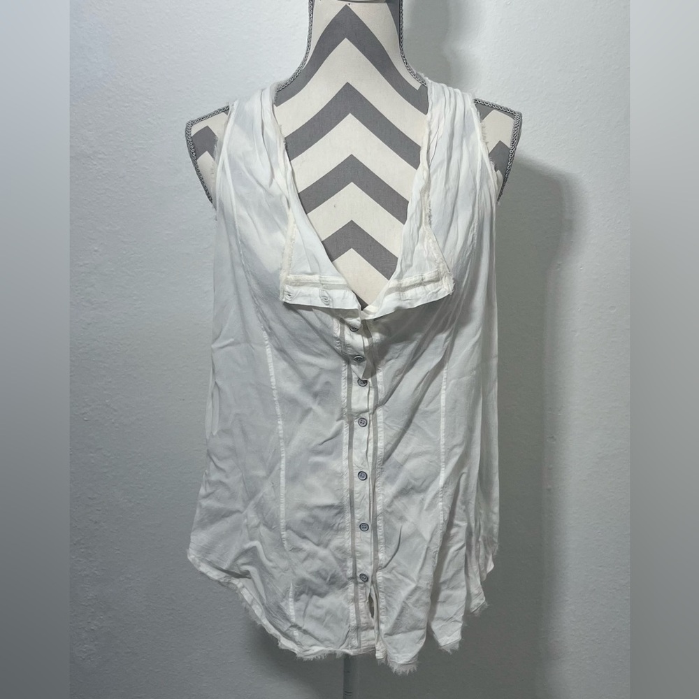 Helmut Lang White Buttoned Tank Top